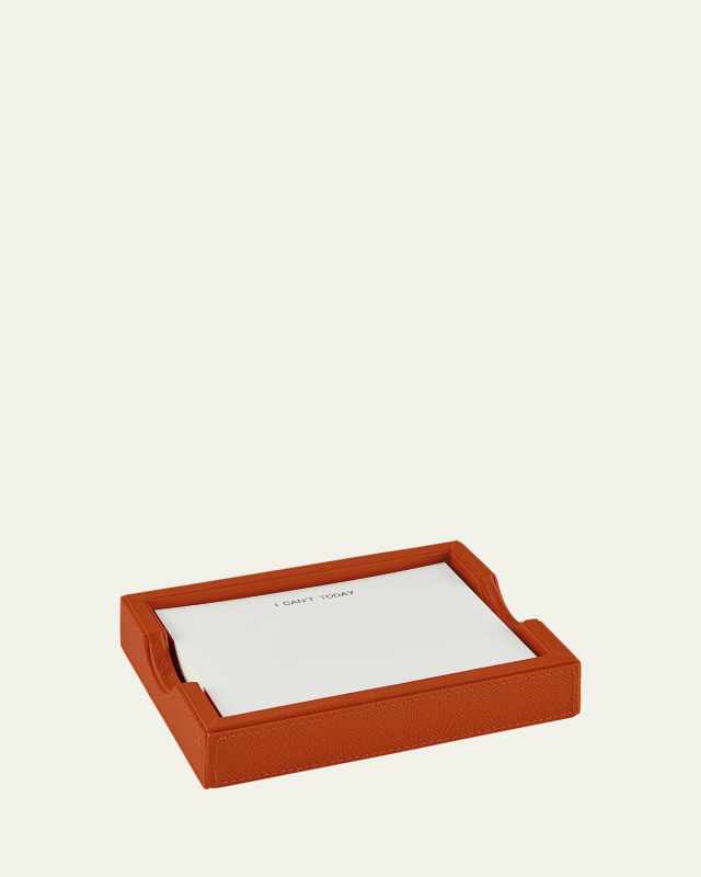 Leather Memo Tray with 100 "I Can't Today" Note Cards